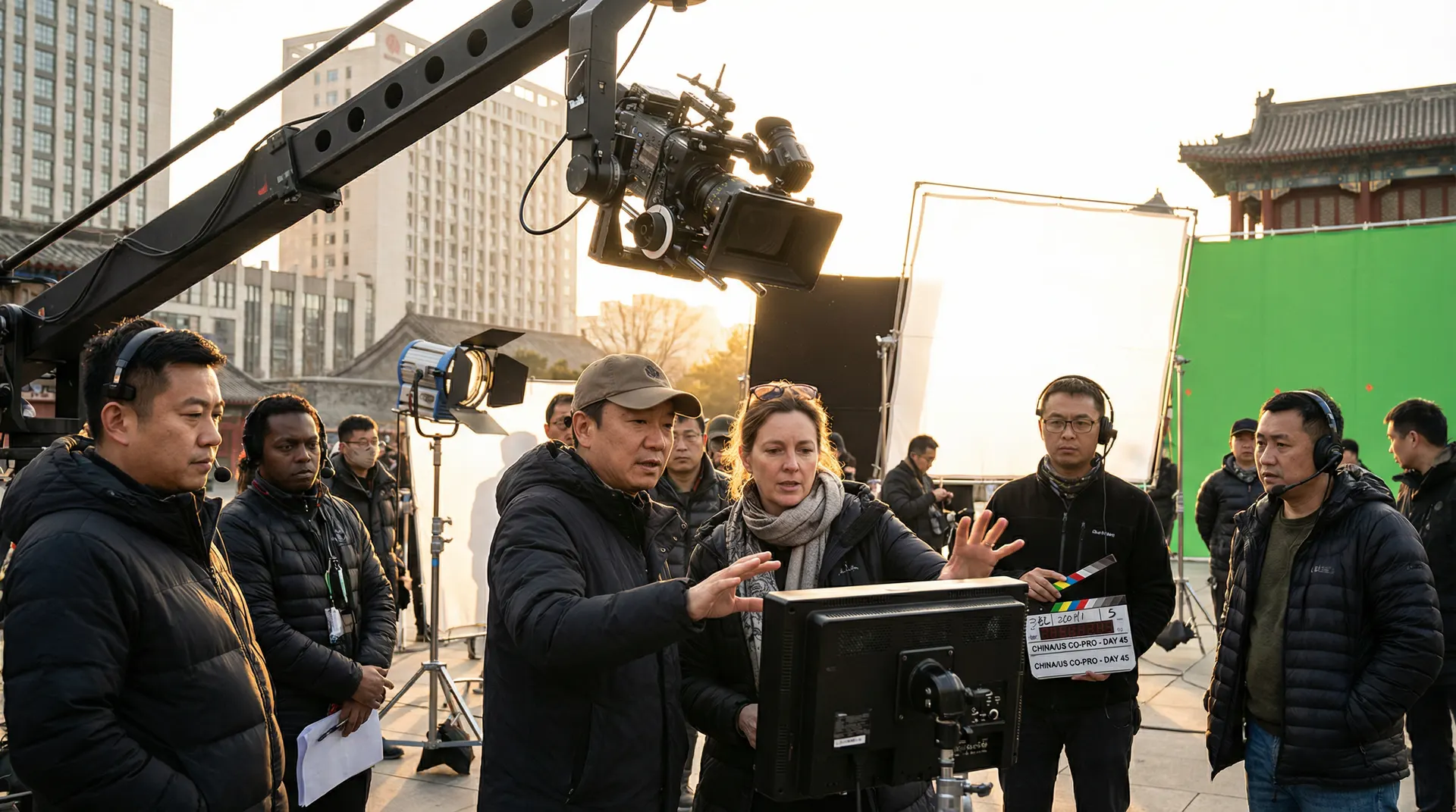 看片与国际影视团队合作拍摄现场